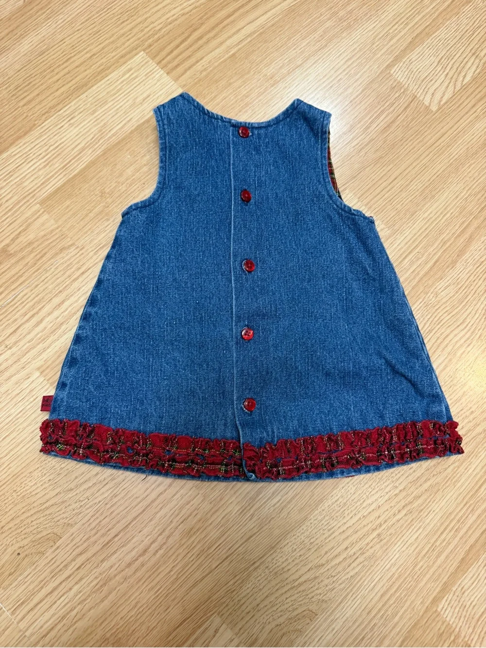 Vintage The Children’s Place Baby Place Denim Plaid Heart Jumper Dress Y2K